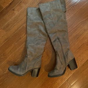 Knee high suede boots